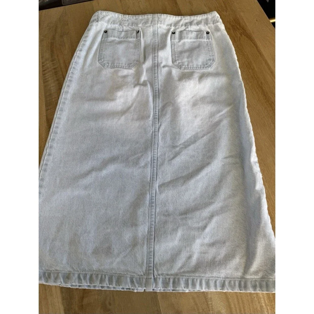KORS by Michael Kors Light Blue Denim Midi Skirt with Lace-Up Detail Sz 8